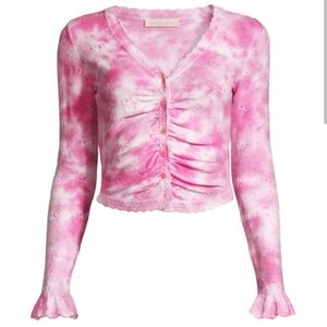 Loveshackfancy Aldridge Pink Tie Dye Pointelle Cardigan